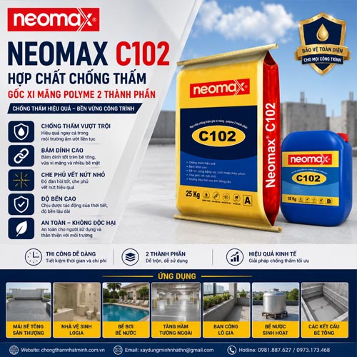 Neomax C102 – Hợp Chất Chống Thấm Gốc Xi Măng Polymer 2 Thành Phần